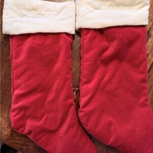 Pottery Barn Red and Cream Holiday Stockings